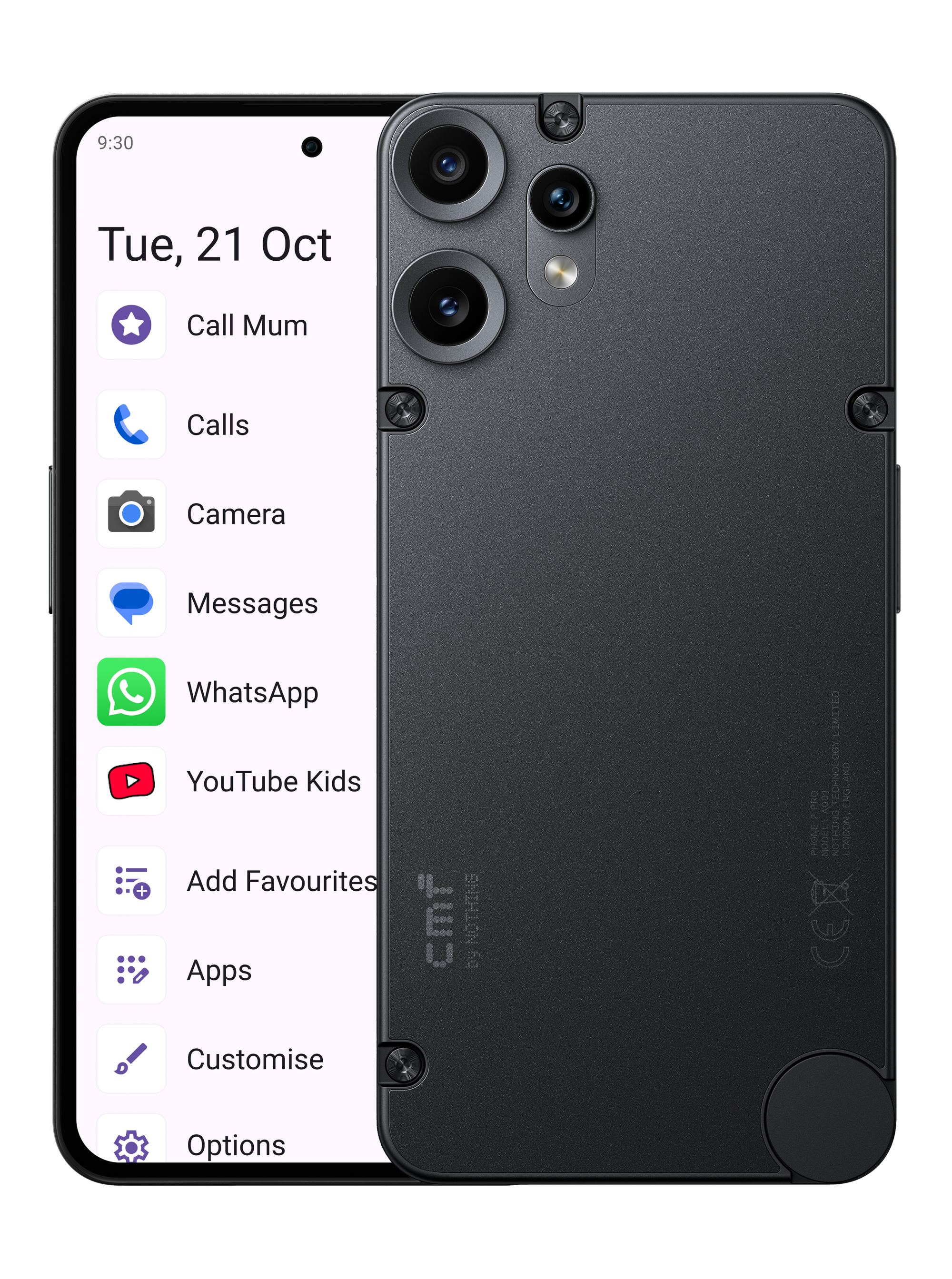 Black Other Phone with SafetyMode menu.