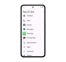 White Other Phone displaying the text-based SafetyMode menu for older or more confident users.